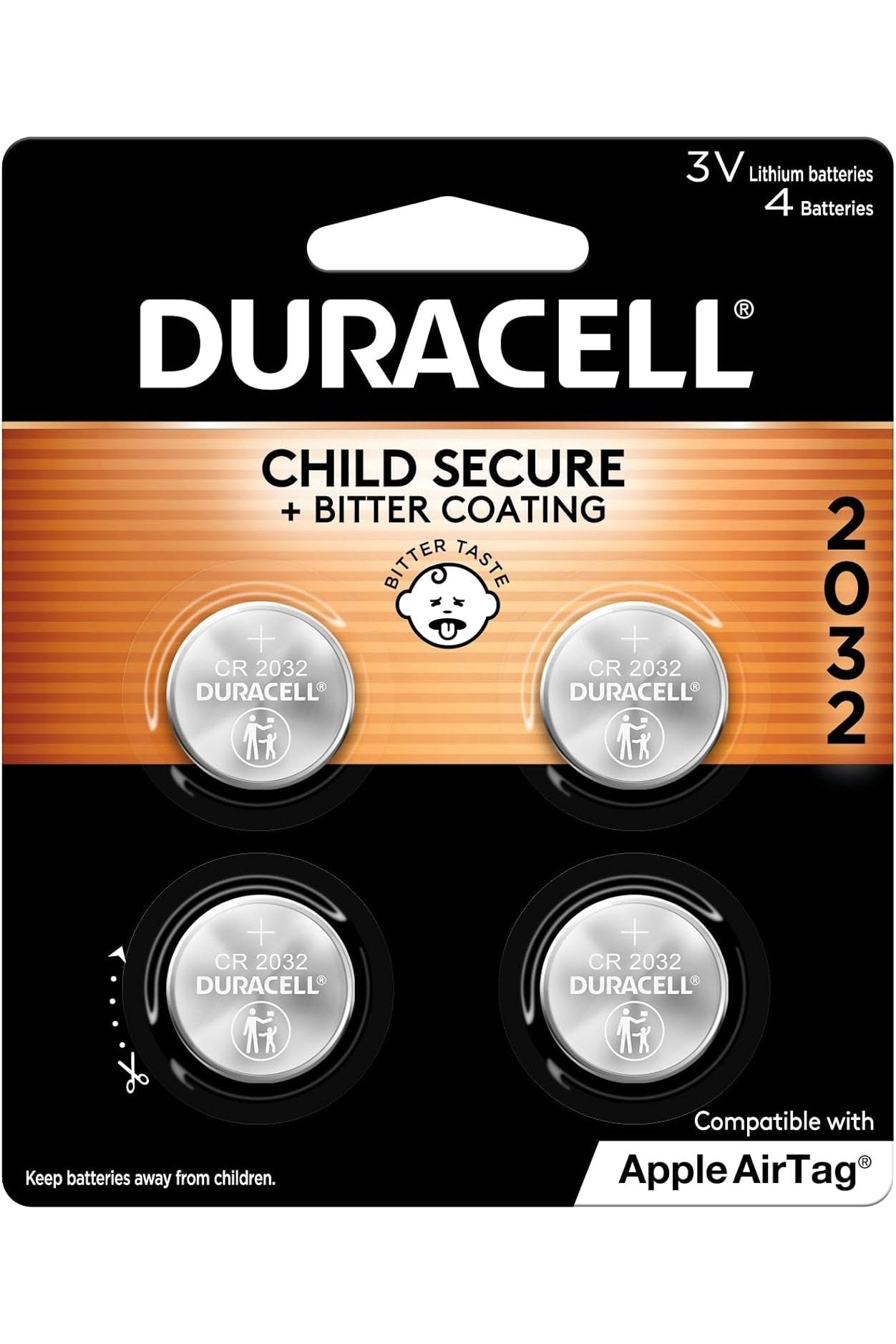 Duracell  2032 3V Lithium Coin Battery  Long Lasting Battery - 4 Count