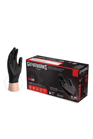 Gloveworks 5 Mil Black Nitrile Disposable Industrial Gloves