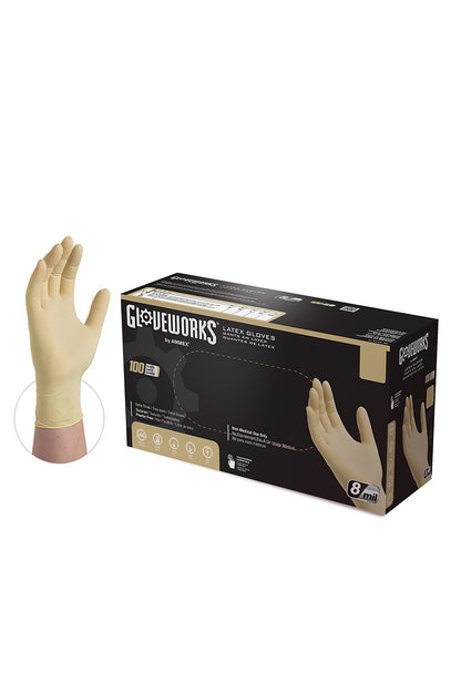 Gloveworks 4 mil Ivory Latex Disposable Industrial Gloves