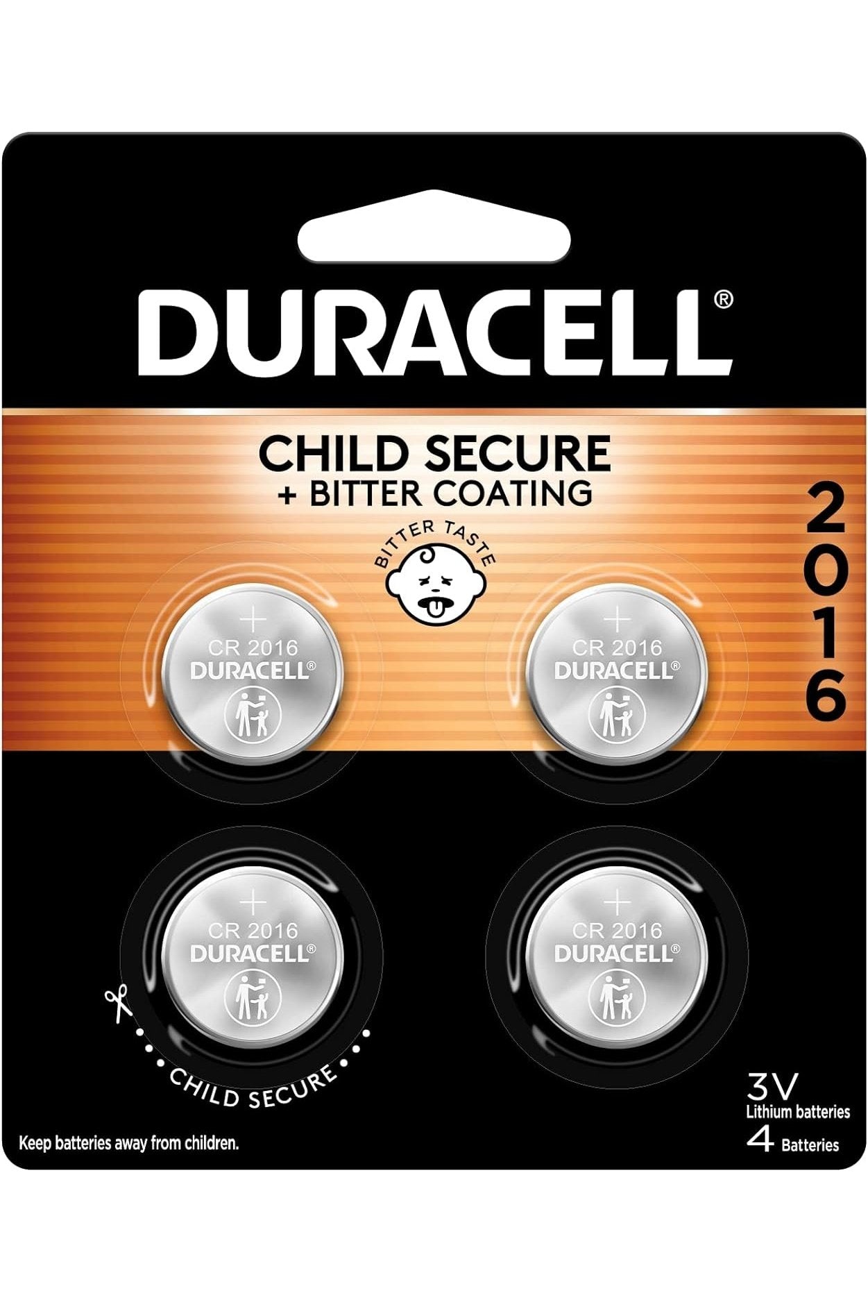 Duracell  DL2016 3 volt Coin Cell Lithium Battery - 4 Count