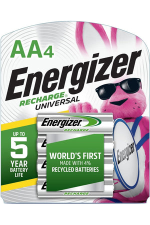 Energizer Rechargeable AA Batteries Recharge Universal AA Battery Pre-Charged 4 Count