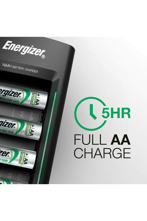 Energizer Rechargeable Battery Charger for C Cell, D Cell, AA, AAA, and 9V Rechargeable Batteries
