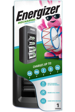 Energizer Rechargeable Battery Charger for C Cell, D Cell, AA, AAA, and 9V Rechargeable Batteries