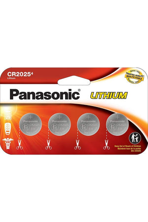 Panasonic CR2025 3.0 Volt Long Lasting Lithium Coin Cell Batteries in Child Resistant, Standards Based Packaging - 4 Count