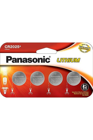 Panasonic CR2025 3.0 Volt Long Lasting Lithium Coin Cell Batteries in Child Resistant, Standards Based Packaging - 4 Count