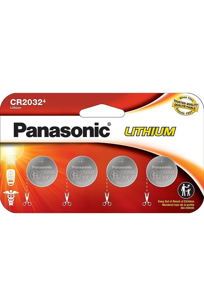 Panasonic CR2032 3.0 Volt Long Lasting Lithium Coin Cell Batteries in Child Resistant, Standards Based Packaging - 4 Count