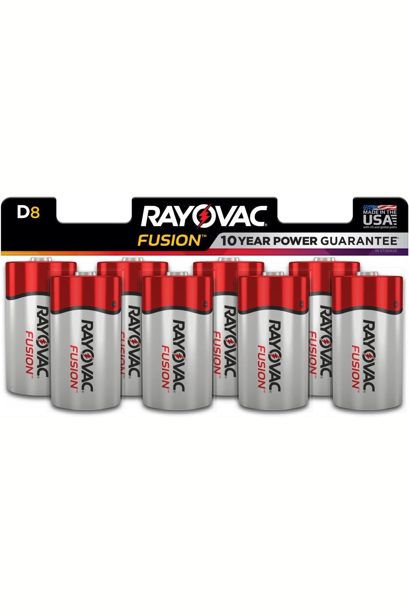 Rayovac Fusion Premium D Cell Battery Alkaline - 8 Count