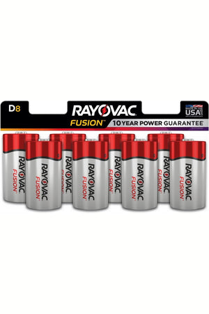 Rayovac Fusion Premium D Cell Battery Alkaline - 8 Count