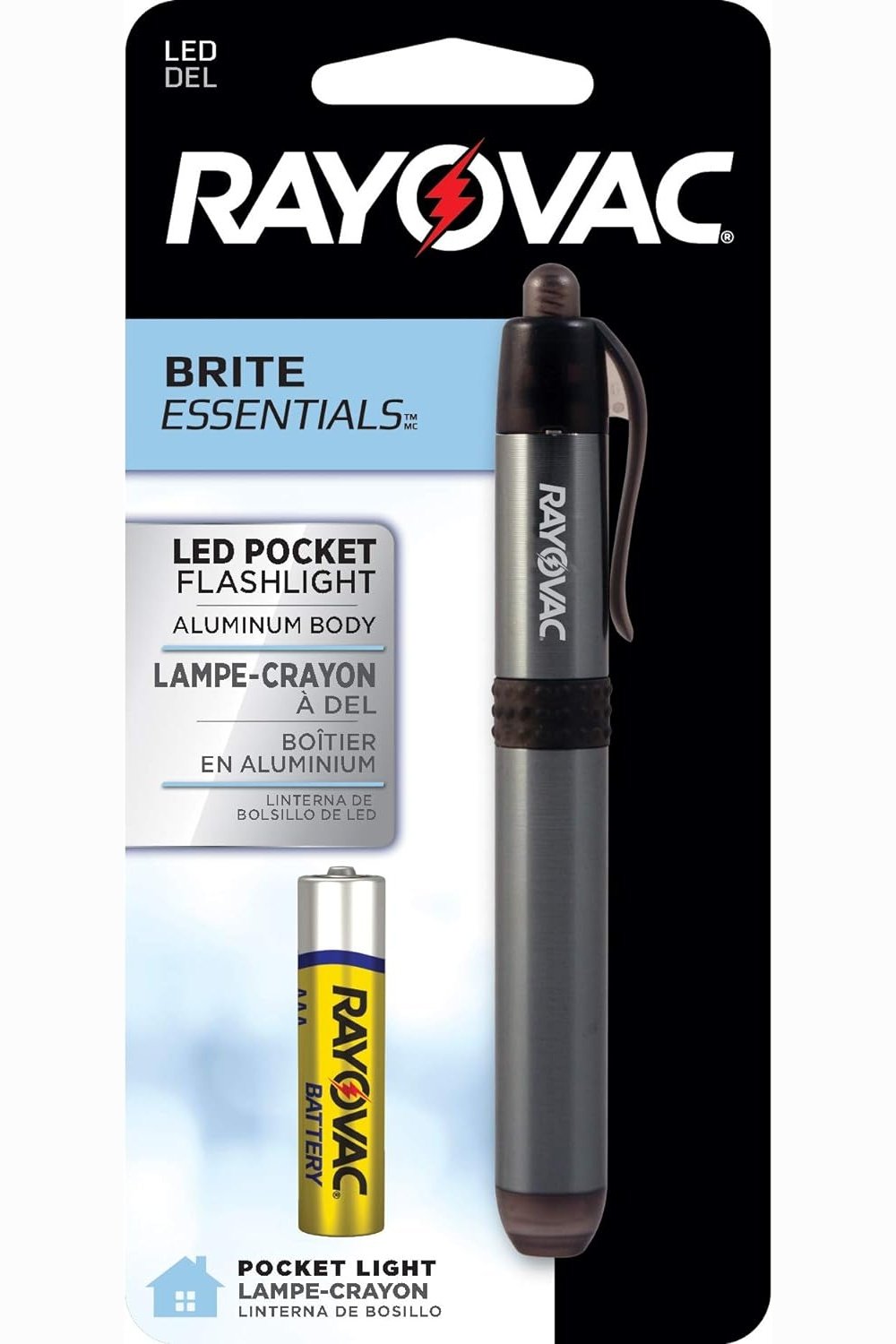 Rayovac Pen Flashlight, Value Bright Aluminum Pen Flash light, High Mode LED Flashlight for Pockets, Purses and Desks